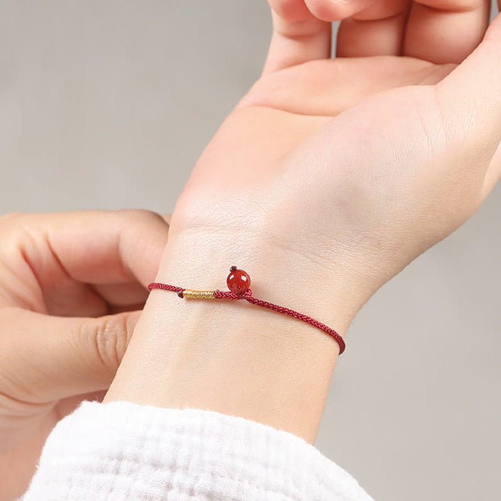 Buddha Stones Natural Cinnabar Red Agate Blessing Red String Bracelet - image 8