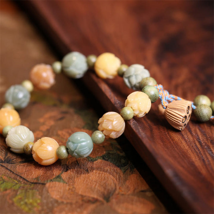 Buddha Stones Bodhi Seed Lotus Green Sandalwood Wisdom Harmony Bracelet - image 2