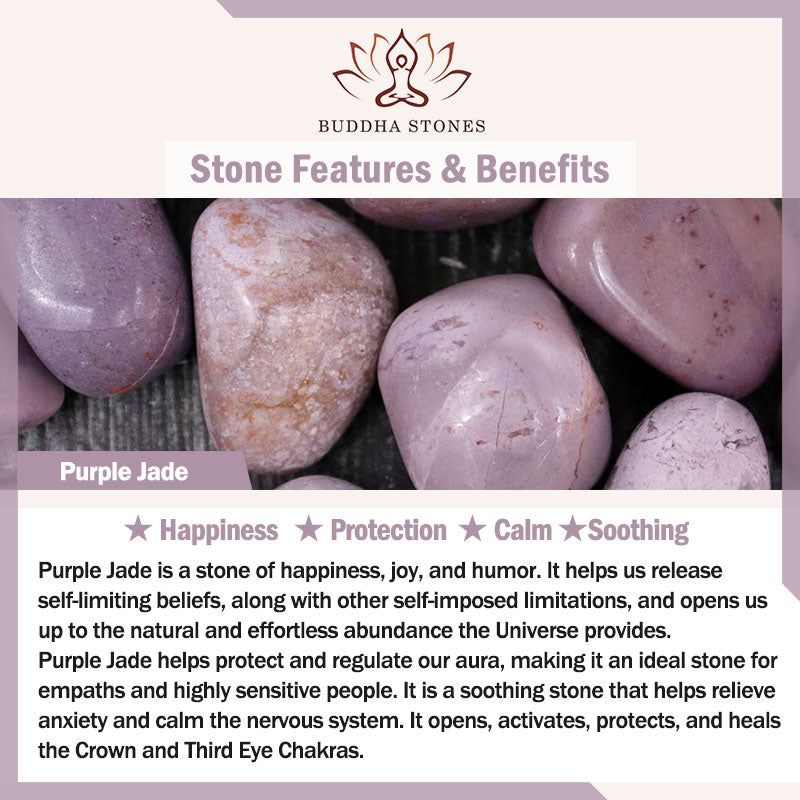 Buddha Stones Purple Jade Happiness Protection Bracelet Bangle - image 3