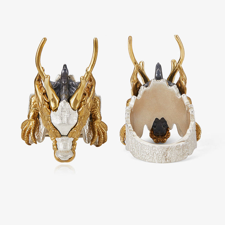 Buddha Stones 925 Sterling Silver Dragon Luck Success Protection Adjustable Ring Pendant - image 6