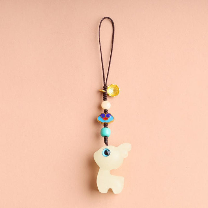 Buddha Stones Mini Cute Deer Glowstone Luminous Lucky Deer Energy Key Chain Phone Car Hanging Decoration - Luminous Deer Phone Hanging Decoration - image 12