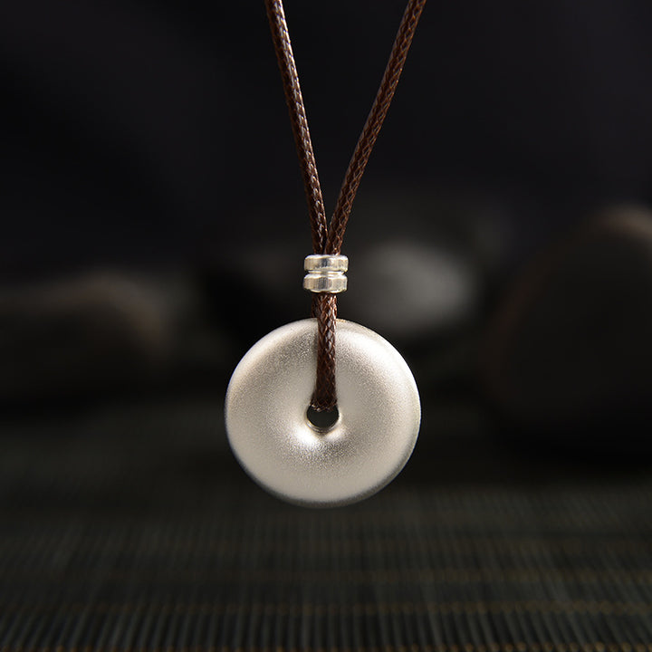 Buddha Stones 999 Sterling Silver Round Peace Buckle Protection Necklace Pendant - 16g - image 3