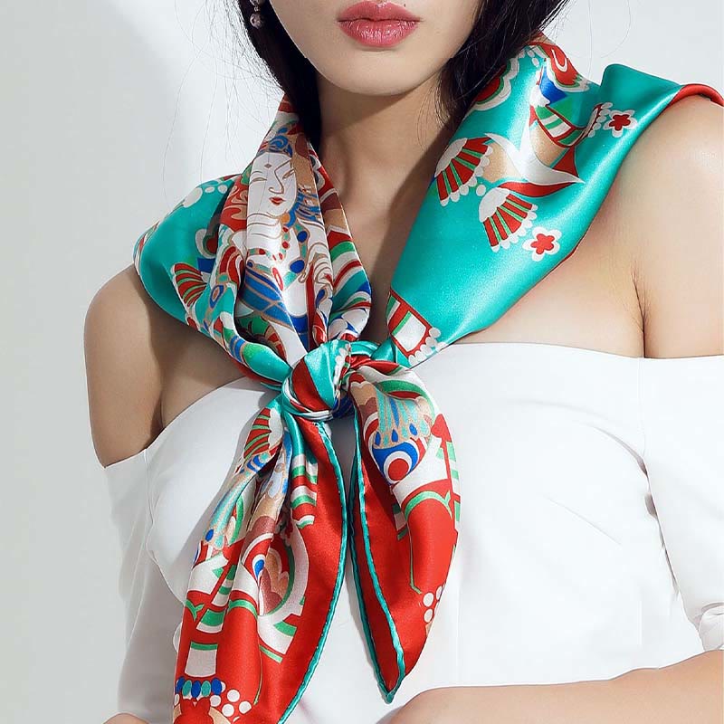 Buddha Stones Dunhuang Musician Playing Frescoes 100% Mulberry Silk Scarf Premium Grade 6A Dunhuang Silk Shawl - image 7