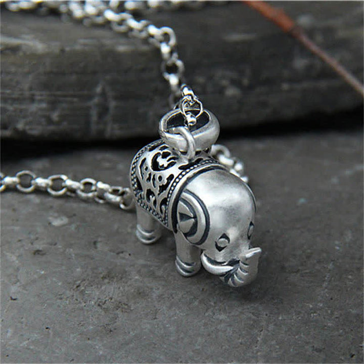 Buddha Stones 990 Sterling Silver Elephant Strength Necklace Pendant - image 2