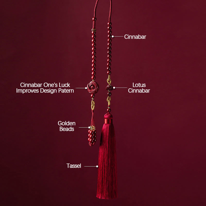 Buddha Stones One's Luck Improves Design Patern Natural Cinnabar Lotus Blessing Car Hanging Decoration - image 9