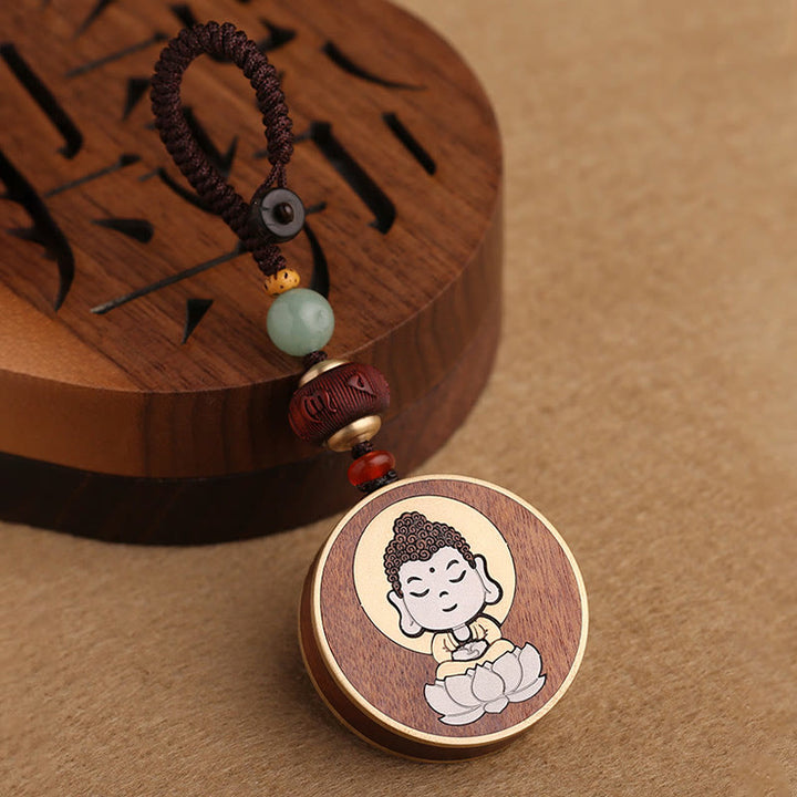 Buddha Stones Ebony Wood Rosewood Buddha Avalokitesvara Om Mani Padme Hum Balance Car Key Chain Decoration - image 11