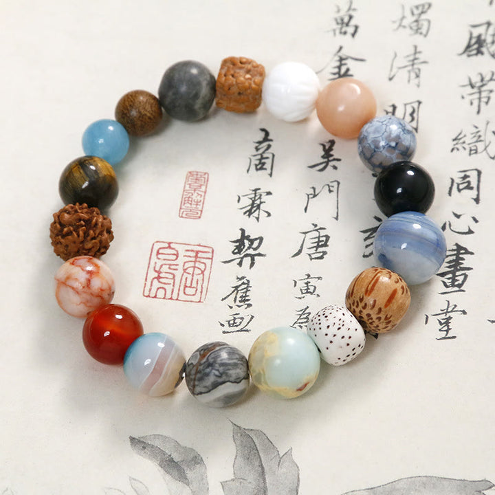 Buddha Stones Natural Bodhi Seed Crystal Stone Agate Keep Away Evil Spirits Bracelet - image 6