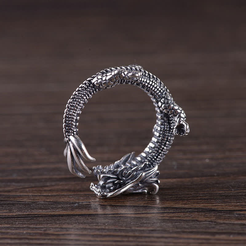 Buddha Stones 925 Sterling Silver Dragon Luck Protection Ring - image 10