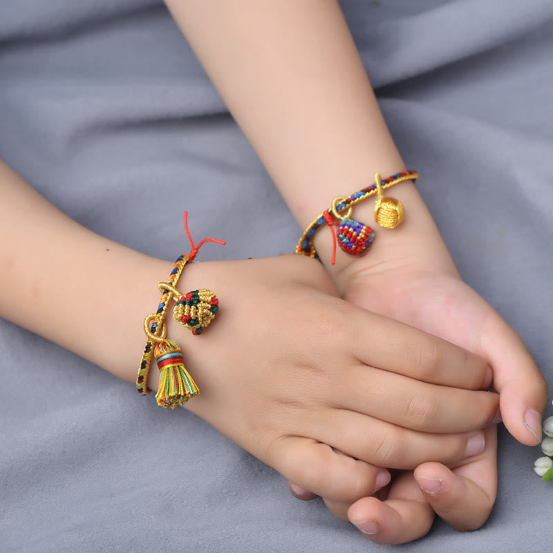 Buddha Stones Colorful Rope Luck Handmade Zongzi Golden Ball Charm Bracelet - image 19