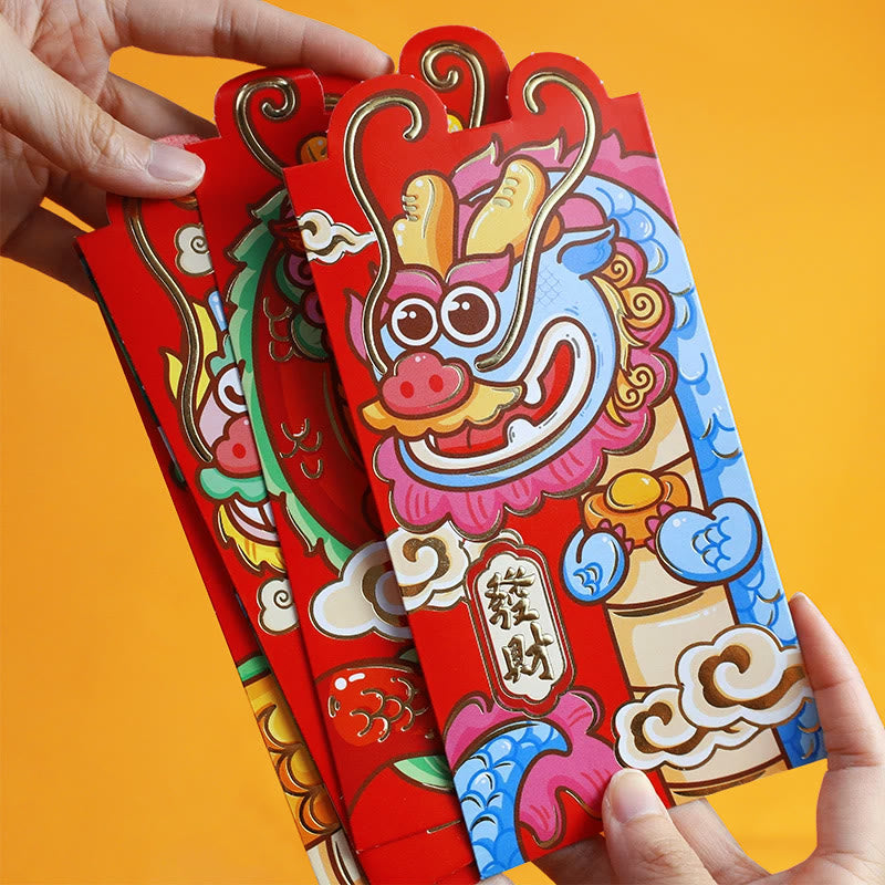 Buddha Stones 6Pcs Chinese Red Envelope Year of the Dragon Lucky Money Envelopes Auspicious Dragon Design 2024 Chinese New Year Dragon Year Envelope - image 1