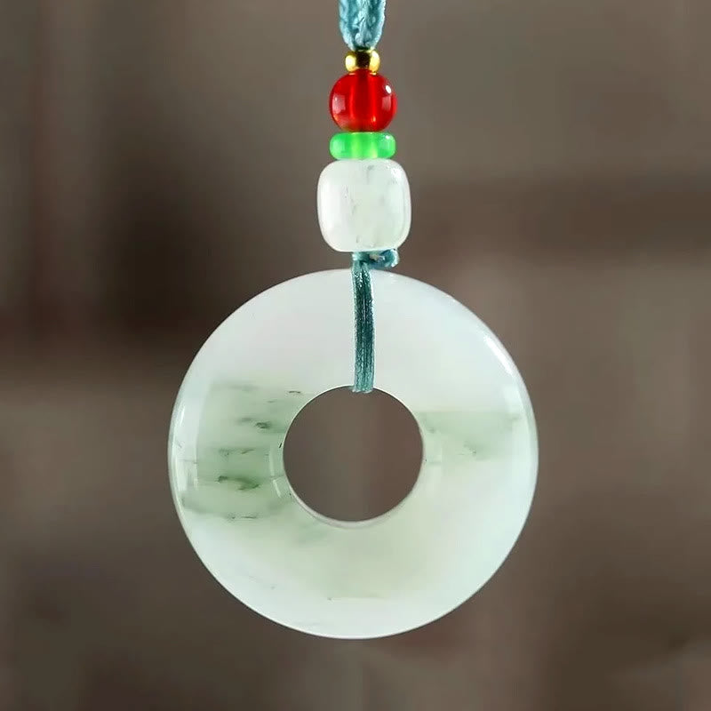 Buddha Stones Natural Jade Peace Buckle Prosperity Necklace Pendant - Jade(Prosperity♥Abundance) - image 0