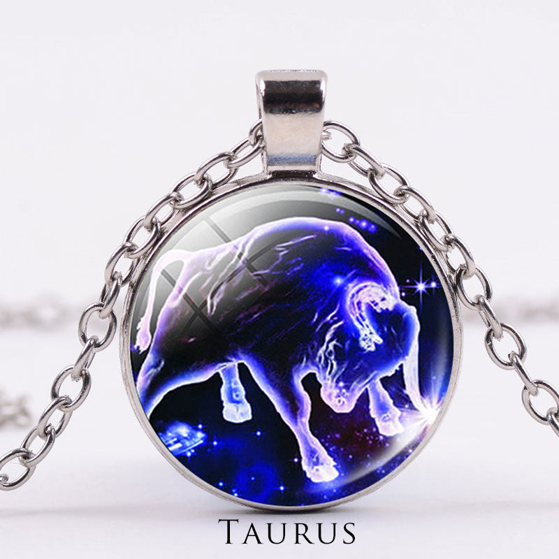 12 Constellations of the Zodiac Moon Starry Sky Protection Blessing Necklace Pendant - image 24
