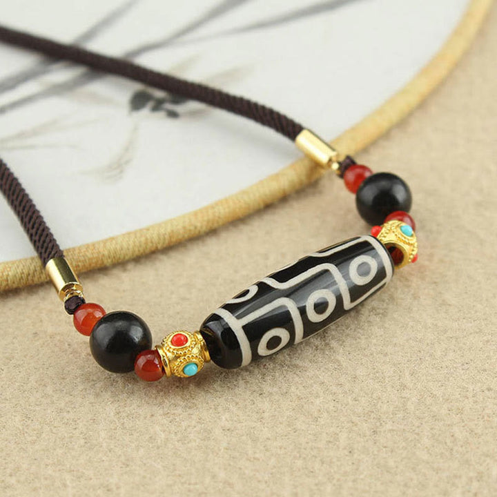 Buddha Stones Tibetan Nine-Eye Dzi Bead Protection Blessings String Necklace Pendant - image 3