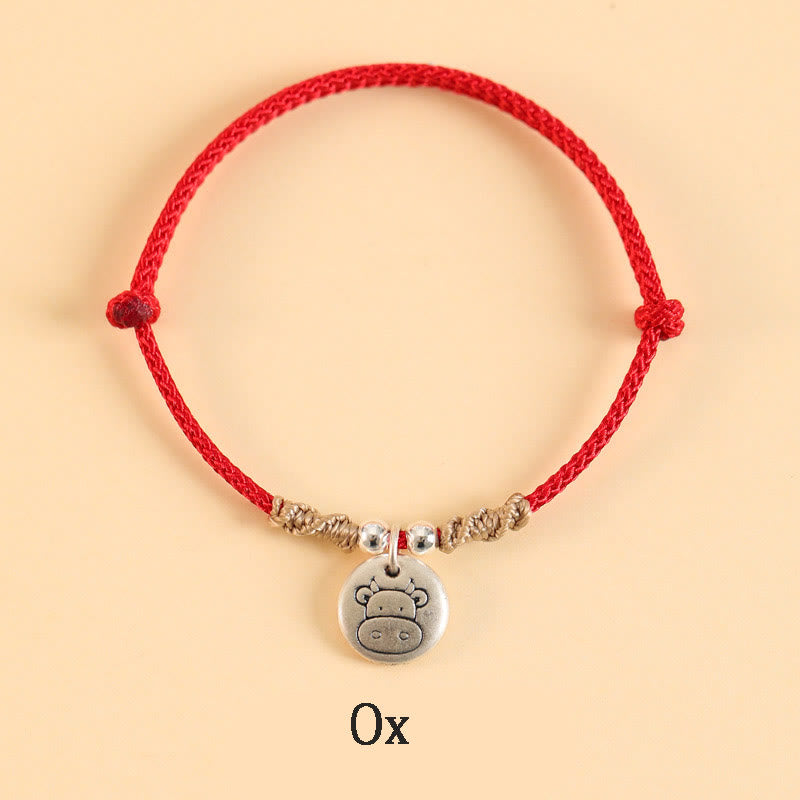 Buddha Stones Handmade 999 Sterling Silver Year of the Dragon Cute Chinese Zodiac Luck Braided Bracelet - Red Rope - Ox(Wrist Circumference 14-17cm) - image 14