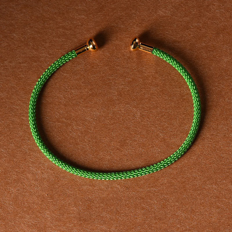Buddha Stones Simple Design Handmade Luck Braid String Cuff Bracelet - Green - image 31