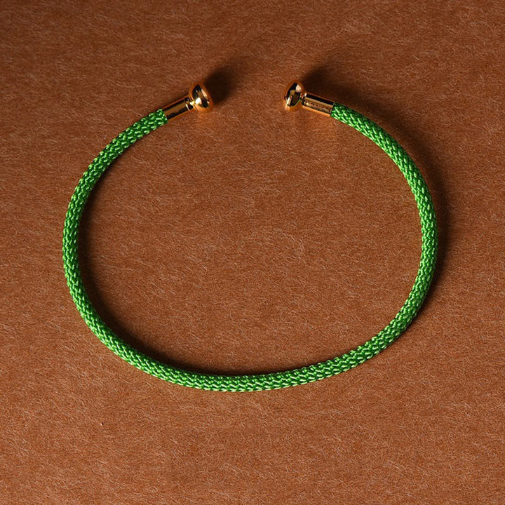 Buddha Stones Simple Design Handmade Luck Braid String Cuff Bracelet - Green - image 31