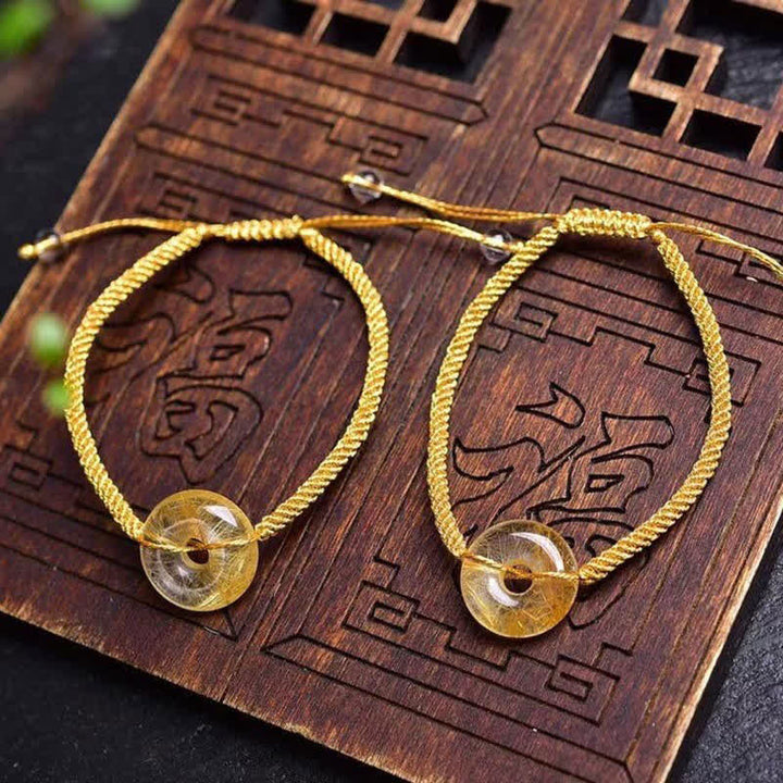 Buddha Stones Round Citrine Peace Buckle Happiness Braided Bracelet - image 6