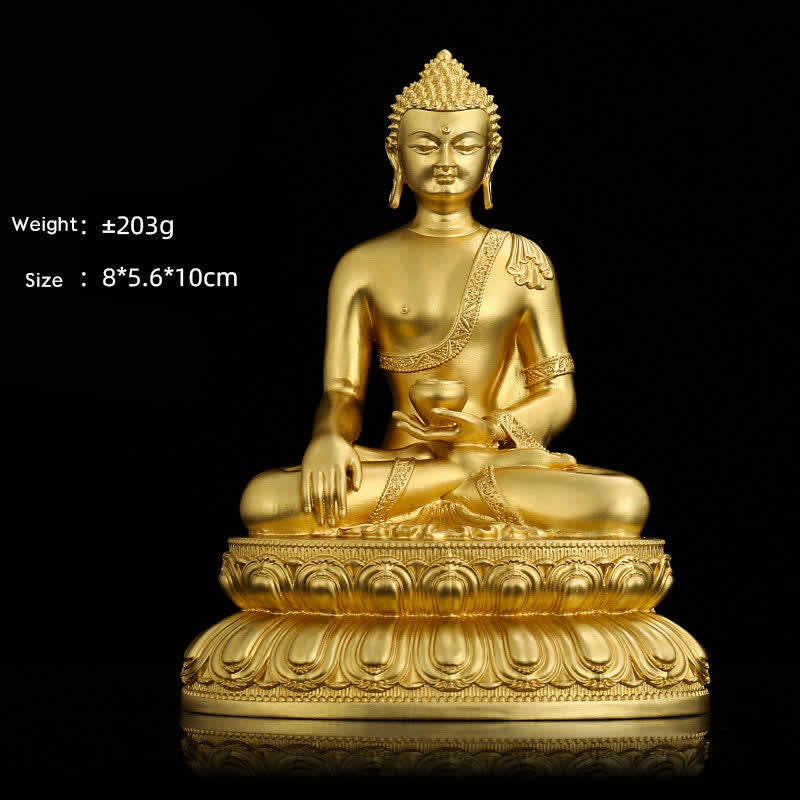 Shakyamuni Amitabha Medicine Buddha Figurine Serenity Copper Statue Home Decoration - 10 cm Shakyamuni - image 1