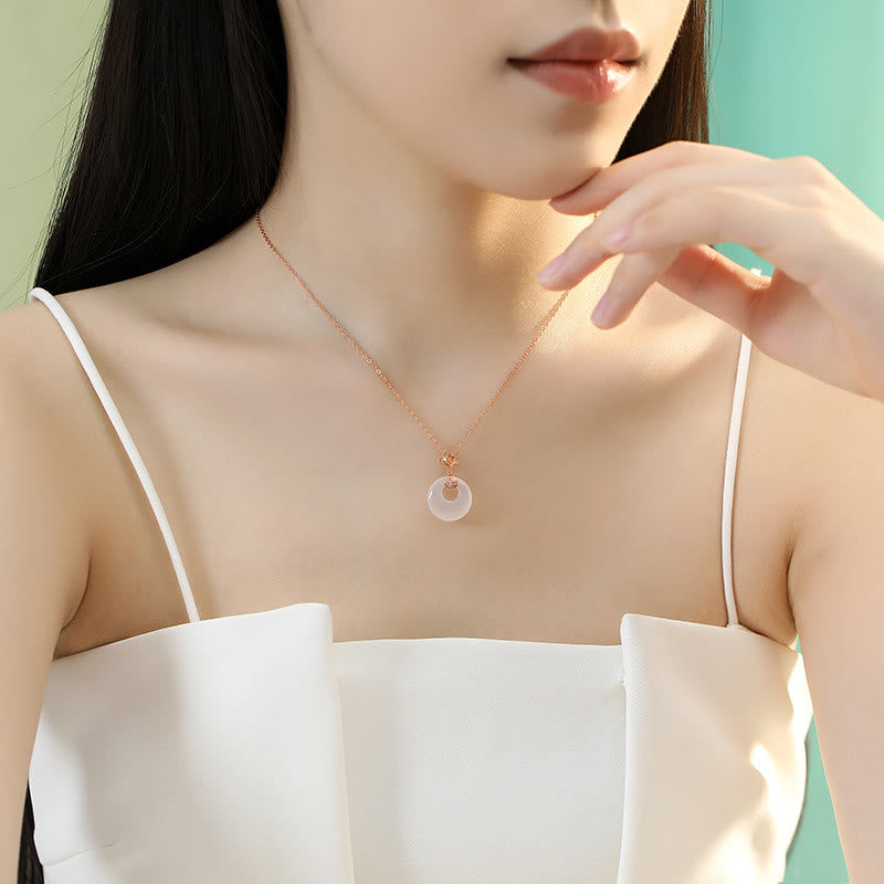 Buddha Stones 925 Sterling Silver Ginkgo Leaf Butterfly Rose Chalcedony Hetian Jade Peace Buckle Fu Character Harmony Necklace Pendant - image 3