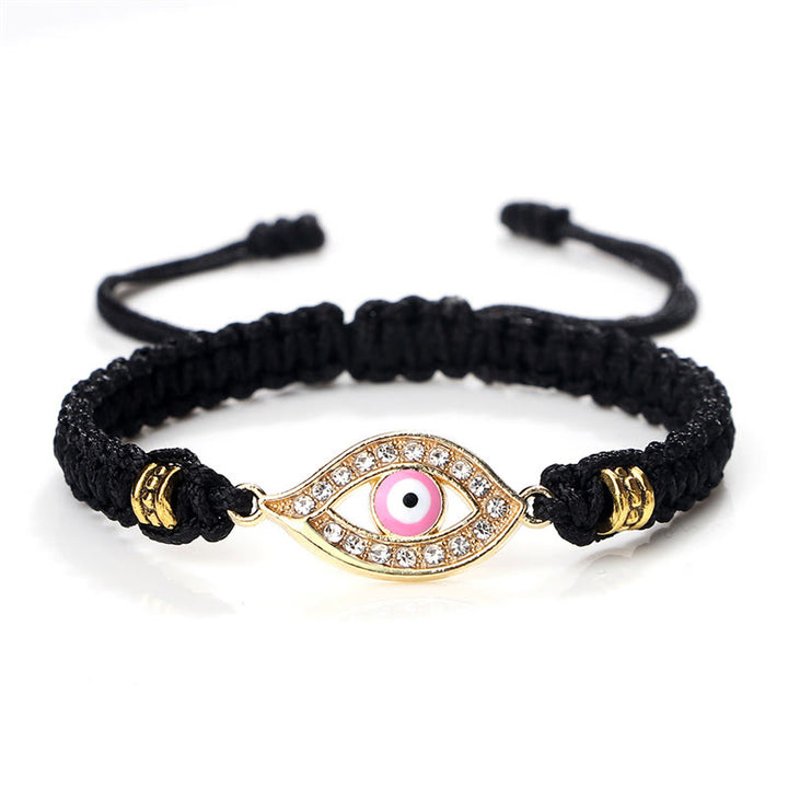 Buddha Stones Evil Eye Keep Away Evil Spirits String Bracelet - Black Pink Evil Eye - Gold Border - image 62