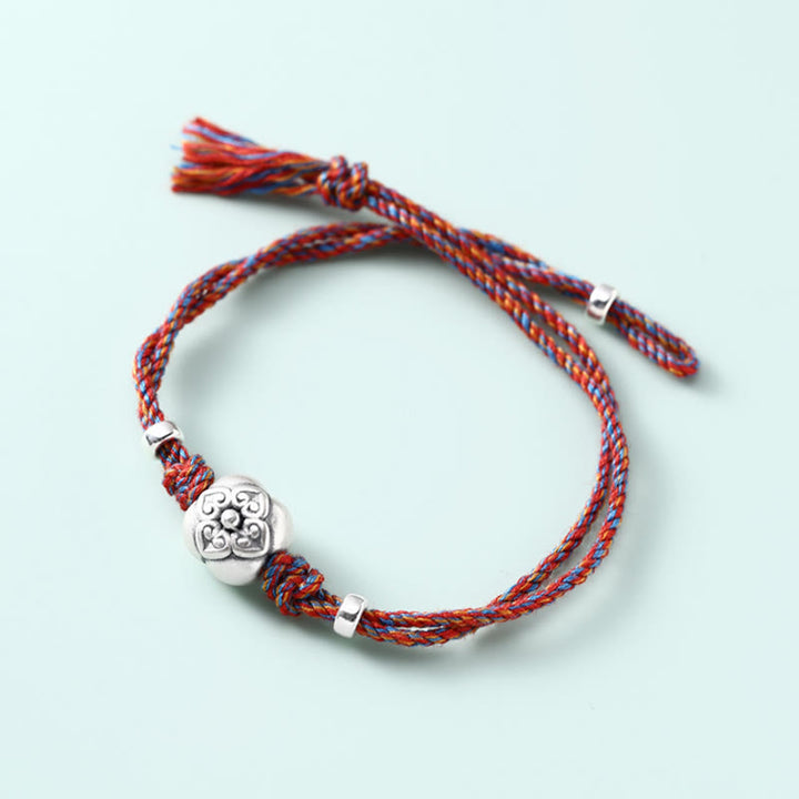 Buddha Stones 999 Sterling Silver Persimmon Luck Multicolored Braided Bracelet - image 23