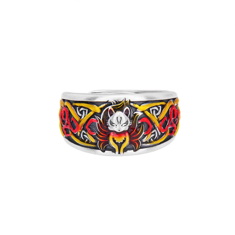 Buddha Stones 999 Sterling Silver Nine Tailed Fox Success Protection Ring - image 5