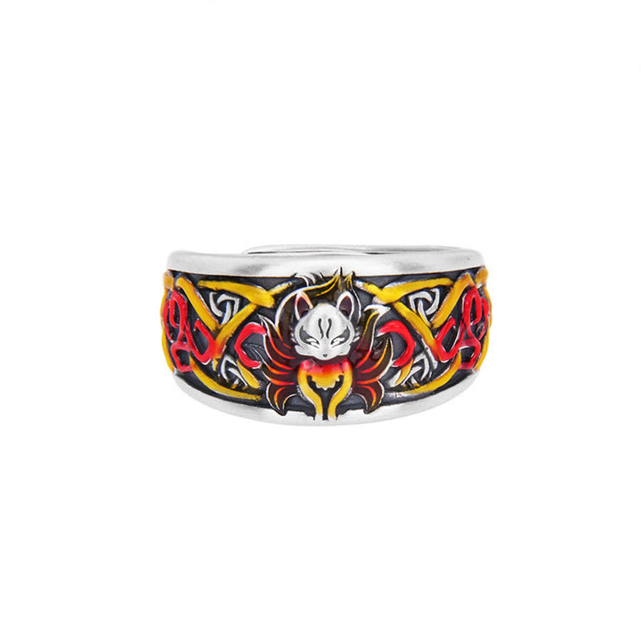 Buddha Stones 999 Sterling Silver Nine Tailed Fox Success Protection Ring - image 5