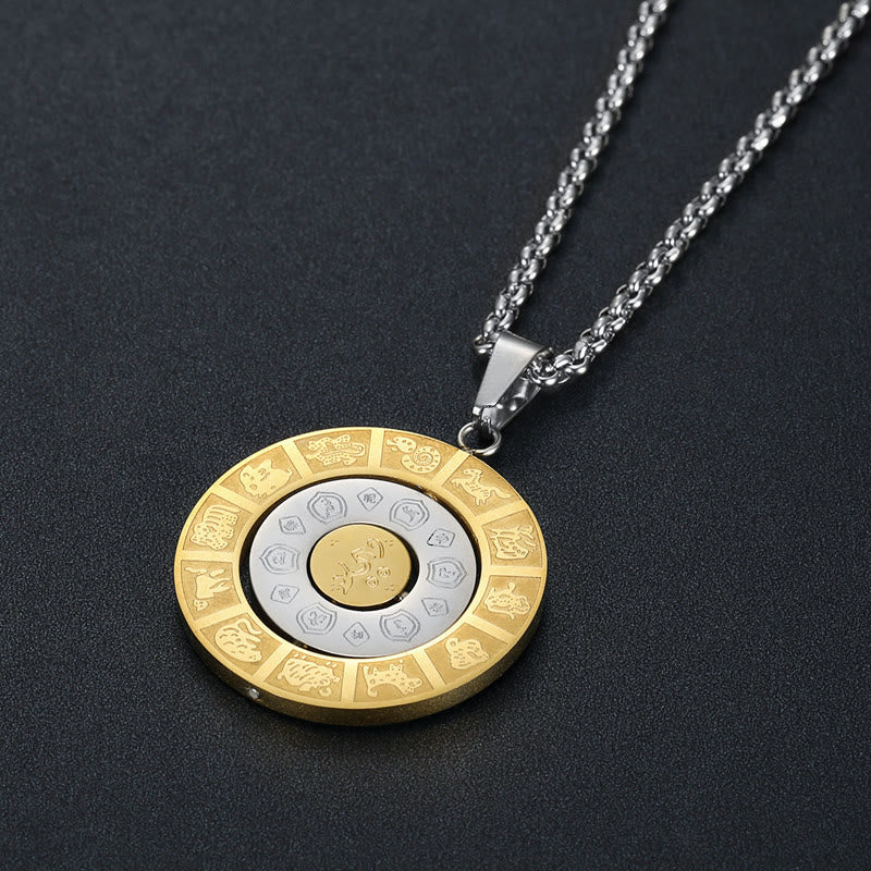 Buddha Stones Chinese Zodiac Nine Palaces Eight Diagrams Bagua Amulet Harmony Necklace Rotatable Pendant - image 4