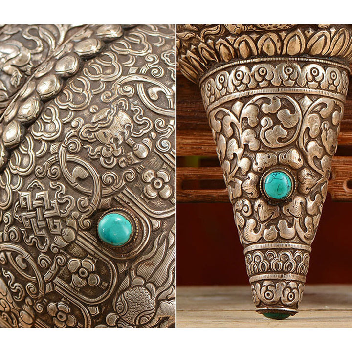 Buddha Stones Tibetan Handmade Natural Shankha Engraved Eight Auspicious Symbols Conch Shell Lucky Home Decoration - image 7