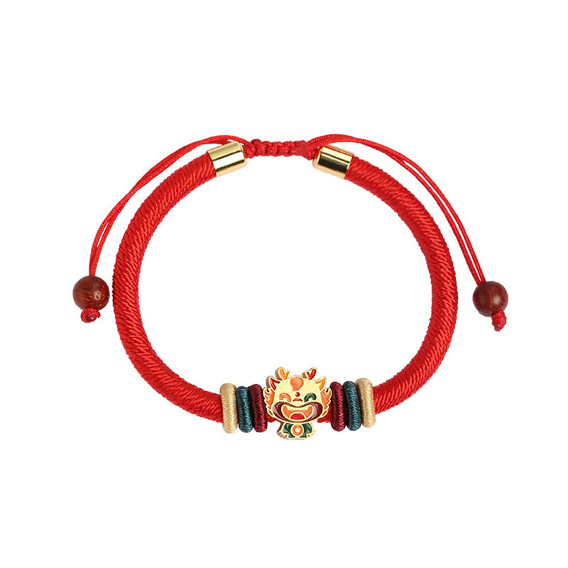 Buddha Stones Handmade 925 Sterling Silver Year of the Dragon Cute Chinese Zodiac Luck Braided Red Bracelet - image 7