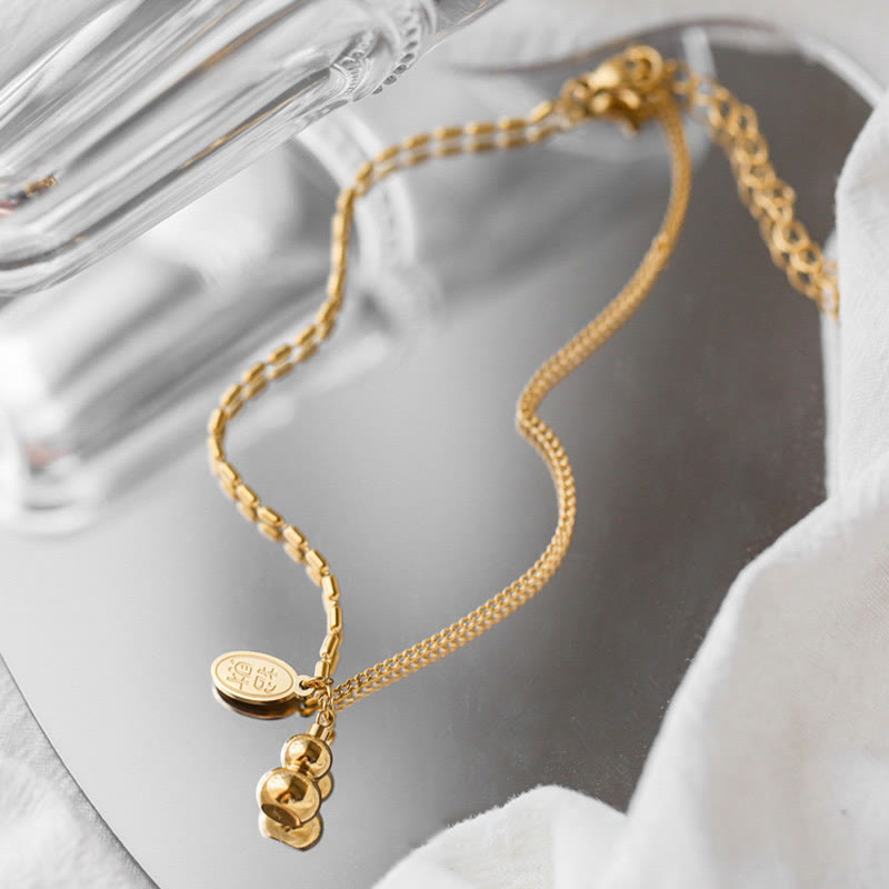 Buddha Stones 18k Gold Lucky Gourd Design Wealth Buckle Anklet - image 5