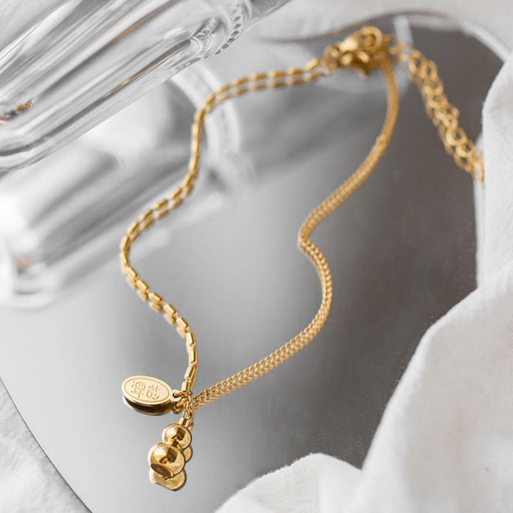Buddha Stones 18k Gold Lucky Gourd Design Wealth Buckle Anklet - image 5