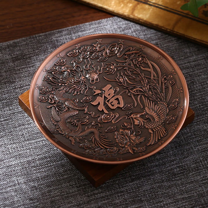 Buddha Stones Lotus Dragon Phoenix Eight Auspicious Symbols Zinc Alloy Incense Stick Holder Healing Incense Burner Decoration - Dragon Phoenix Brown(Without Incense- Hole) - image 10