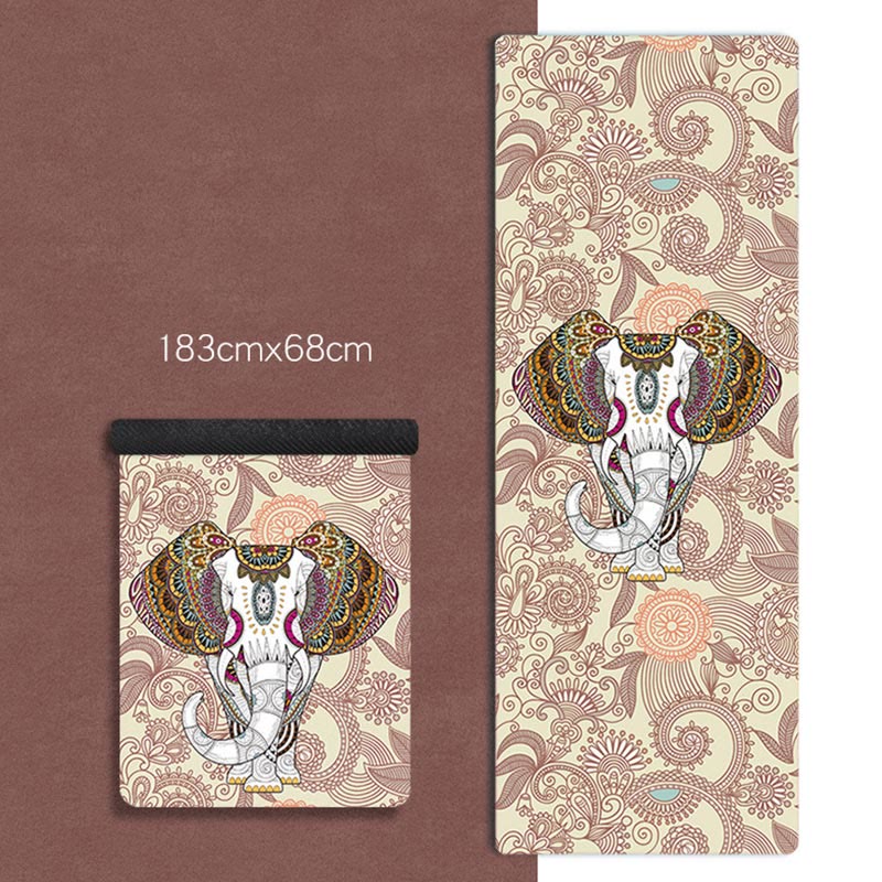 Buddha Stones Tibetan Mandala Elephant Lotus Koi Fish Mindful Natural Rubber Yoga Mat Decoration - Beige Elephant - image 2