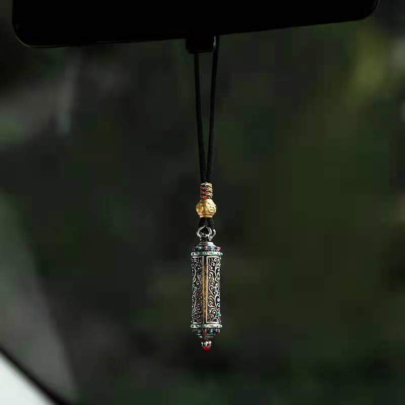 Buddha Stones Tibetan Avalokitesvara Silver Wealth Protection Decoration - image 1