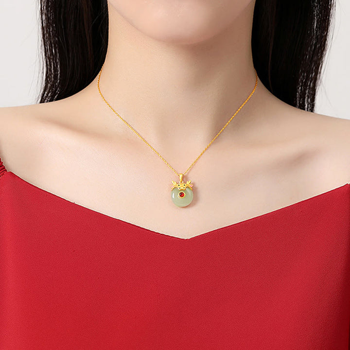 Buddha Stones 925 Sterling Silver Hetian Jade Chinese Zodiac Year of the Dragon Red Agate Luck Protection Necklace Pendant - image 6