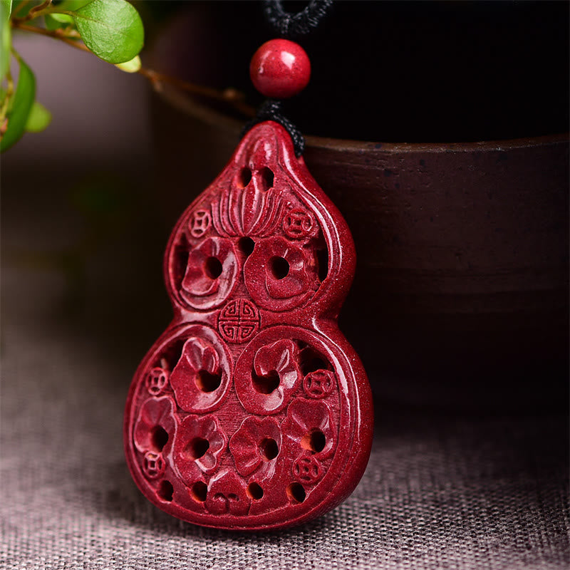 Buddha Stones Laughing Buddha Yin Yang Chinese Zodiac Gourd Natural Cinnabar Blessing Necklace Pendant - image 22