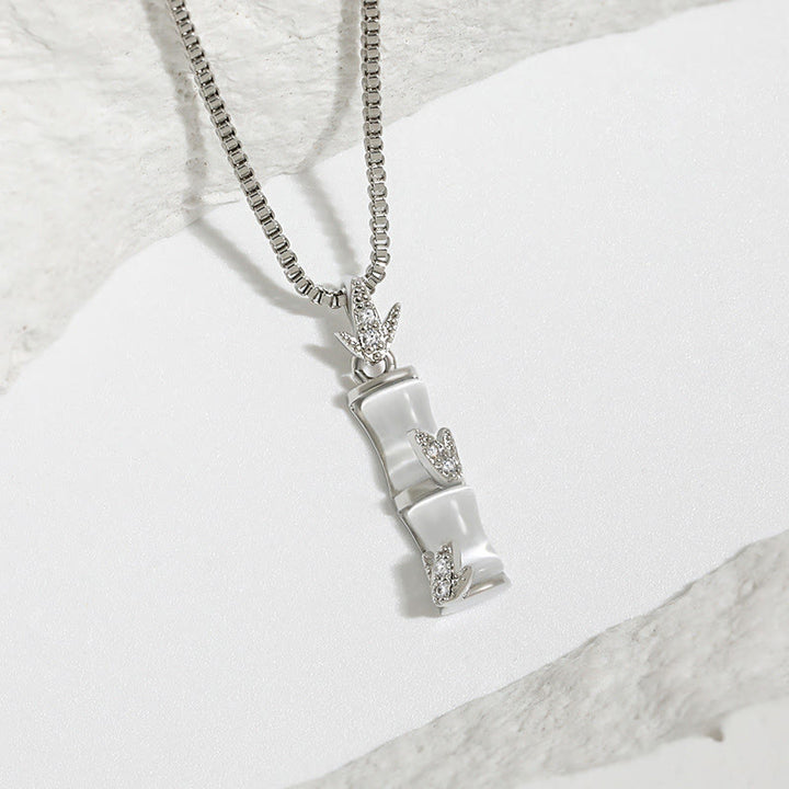 Buddha Stones Chalcedony Bamboo Pattern Harmony Necklace Pendant - image 9