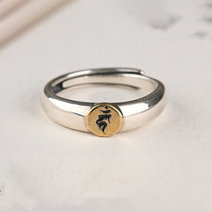Buddha Stones Tibetan Om Mani Padme Hum Carved Chinese Zodiac Natal Buddha Peace Ring - image 32