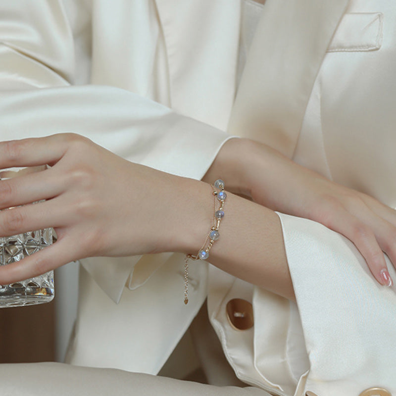 Buddha Stones Moonstone Positive Charming Chain Bracelet - image 7