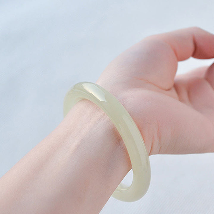 Buddha Stones Natural Afghanistan Jade Abundance Cuff Bracelet Bangle - image 5