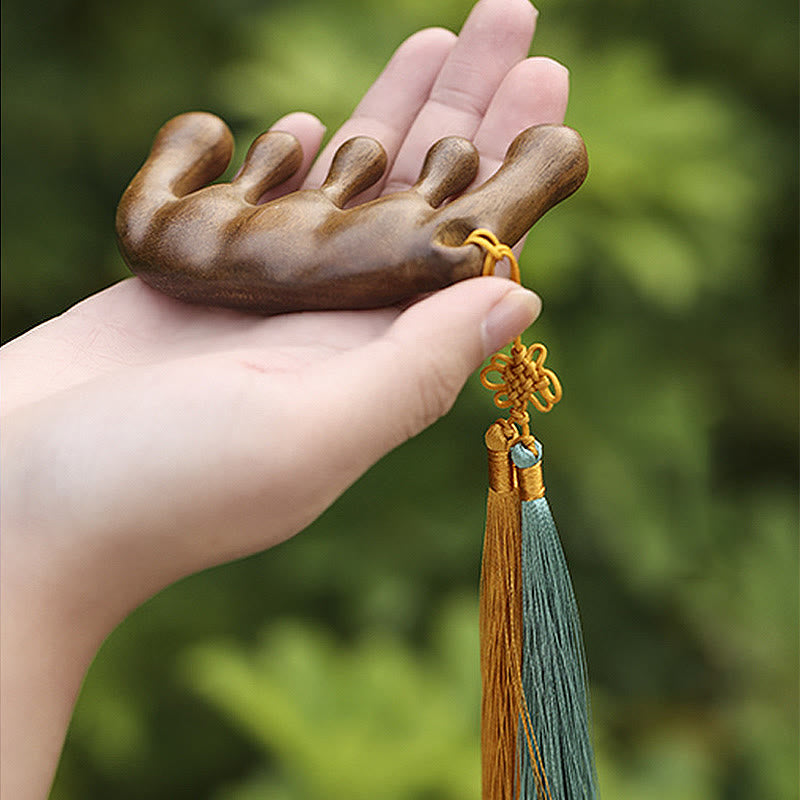 Simple Green Sandalwood Soothing Tassel Massage Comb - image 4