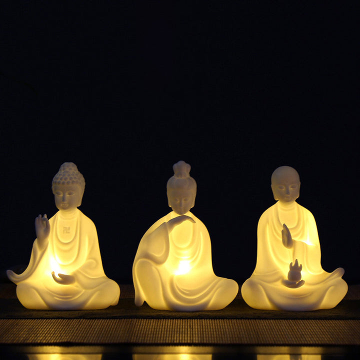 Buddha Avalokitesvara Ksitigarbha Bodhisattva Blessing Ceramic LED Decoration - image 0