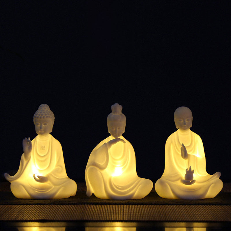 Buddha Avalokitesvara Ksitigarbha Bodhisattva Blessing Ceramic LED Decoration - image 0