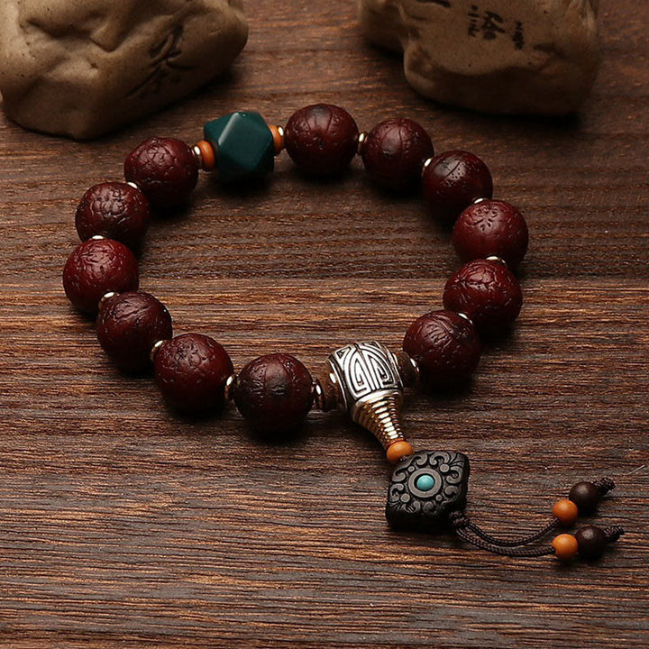 Buddha Stones Tibetan Bodhi Seed Agate Bead Luck Wealth Tassel Charm Wrist Mala - image 6