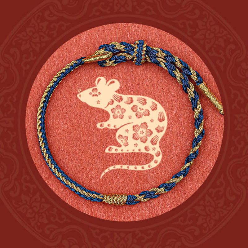 Buddha Stones Handmade Chinese Zodiac Rabbit Rooster Rat Horse Dragon Protection Braid String Bracelet - Dark Blue(Wrist Circumference 14-19cm) - image 11