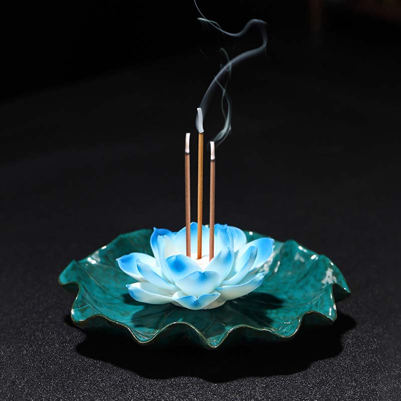 Buddha Stones Tibetan Lotus Blessing Incense Burner Decoration - 2 - image 2