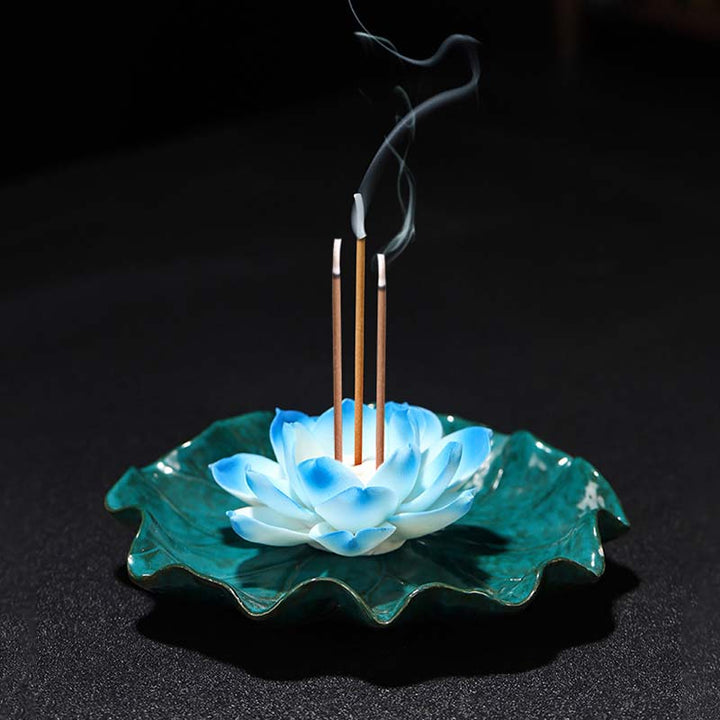 Buddha Stones Tibetan Lotus Blessing Incense Burner Decoration - 2 - image 2