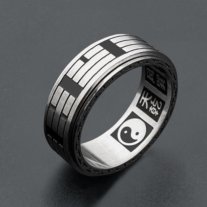 Buddha Stones Bagua Yin Yang Titanium Steel Balance Rotatable Ring - US12 - image 0