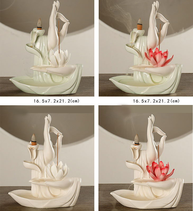 Buddha StonesTibetan Lotus Blessing Incense Burner Decoration - image 20